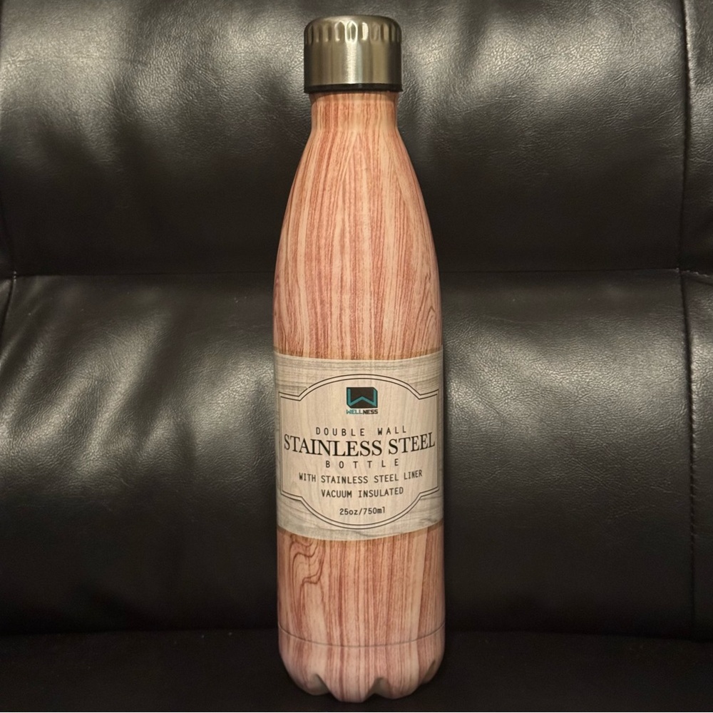 Wood Grain Stainless Steel Water Bottle Large 25oz